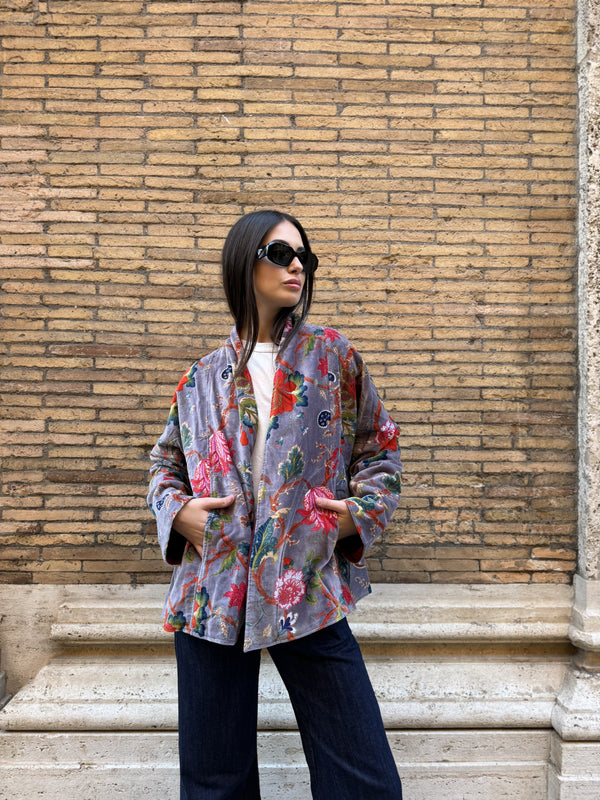 ARTEFILIA-MILANO - giacca Uma in velluto stampato - BRERA MALVA
