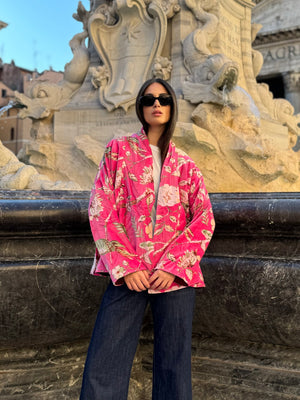 ARTEFILIA-MILANO - giacca Uma In velluto stampato - MURANO FUCSIA