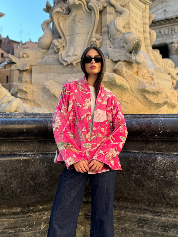 ARTEFILIA-MILANO - giacca Uma In velluto stampato - MURANO FUCSIA