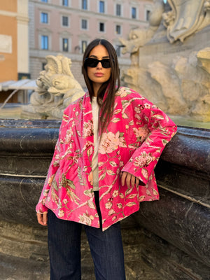 ARTEFILIA-MILANO - giacca Uma In velluto stampato - MURANO FUCSIA