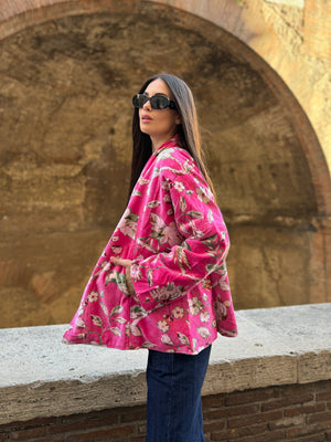ARTEFILIA-MILANO - giacca Uma In velluto stampato - MURANO FUCSIA