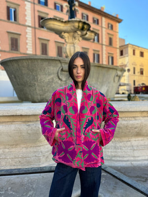 ARTEFILIA-MILANO - giacca Uma In velluto ricamato - ZAMIRA FUXIA