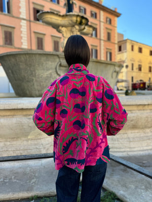 ARTEFILIA-MILANO - giacca Uma In velluto ricamato - ZAMIRA FUXIA