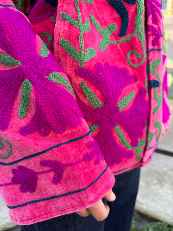 ARTEFILIA-MILANO - giacca Uma In velluto ricamato - ZAMIRA FUXIA