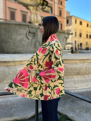 ARTEFILIA-MILANO - giacca Uma In velluto ricamato - NAIMA BURRO