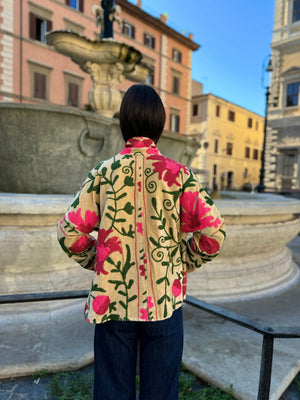 ARTEFILIA-MILANO - giacca Uma In velluto ricamato - NAIMA BURRO
