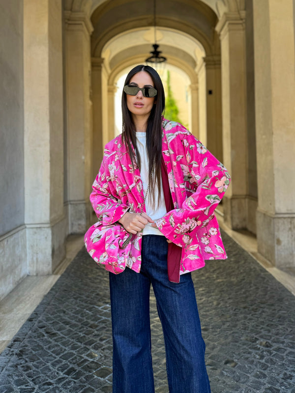 ARTEFILIA-MILANO - borsa velluto stella - MURANO FUCSIA