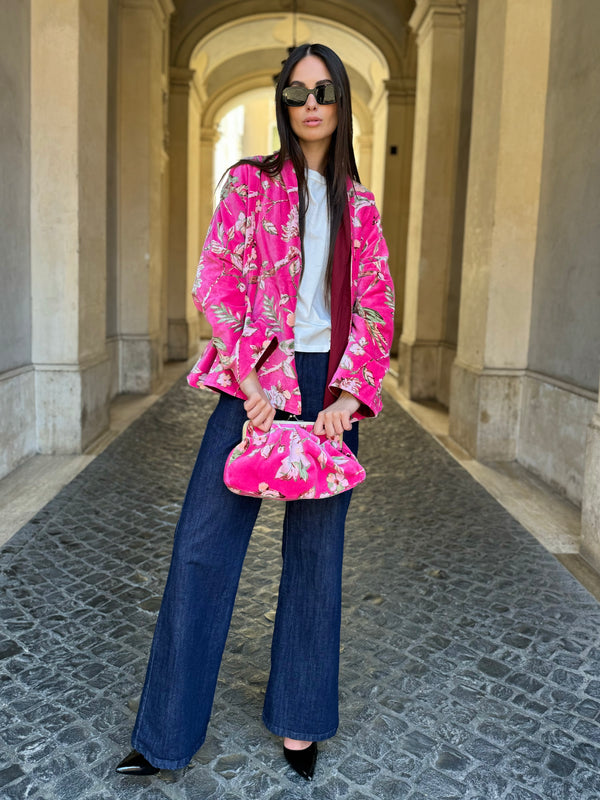 ARTEFILIA-MILANO - borsa velluto stella - MURANO FUCSIA