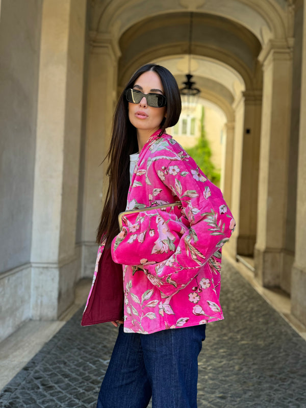 ARTEFILIA-MILANO - borsa velluto stella - MURANO FUCSIA