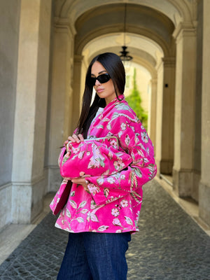 ARTEFILIA-MILANO - borsa velluto stella - MURANO FUCSIA