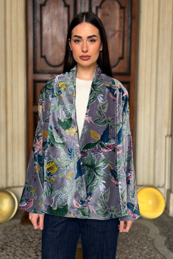 ARTEFILIA-MILANO - giacca uma velluto stampato - BURANO GRIGIO