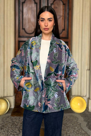 ARTEFILIA-MILANO - giacca uma velluto stampato - BURANO GRIGIO