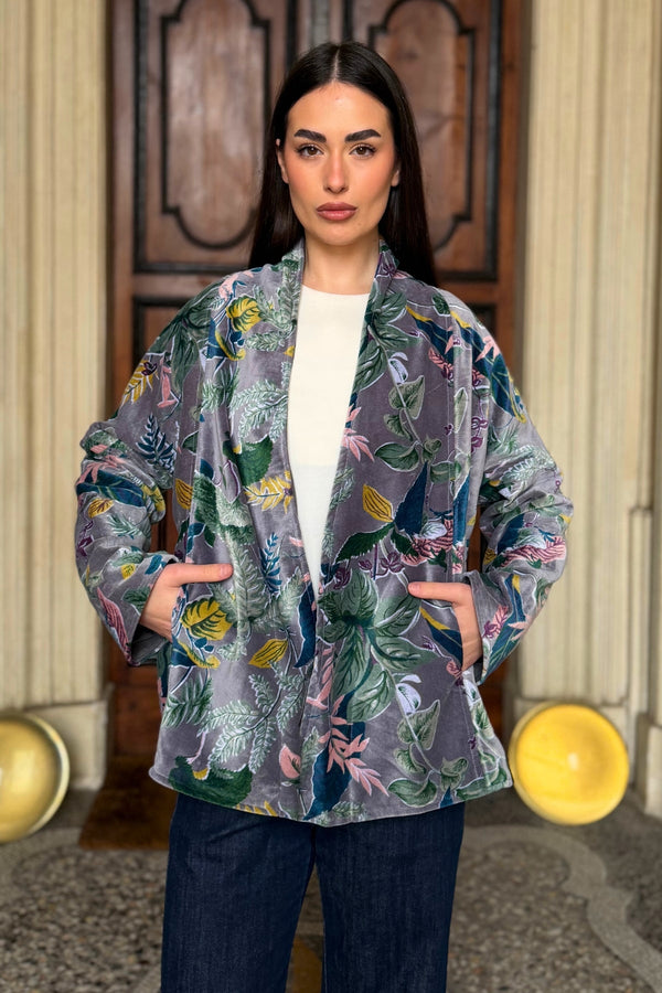 ARTEFILIA-MILANO - giacca uma velluto stampato - BURANO GRIGIO