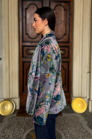 ARTEFILIA-MILANO - giacca uma velluto stampato - BURANO GRIGIO