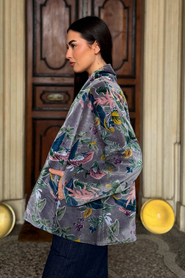 ARTEFILIA-MILANO - giacca uma velluto stampato - BURANO GRIGIO