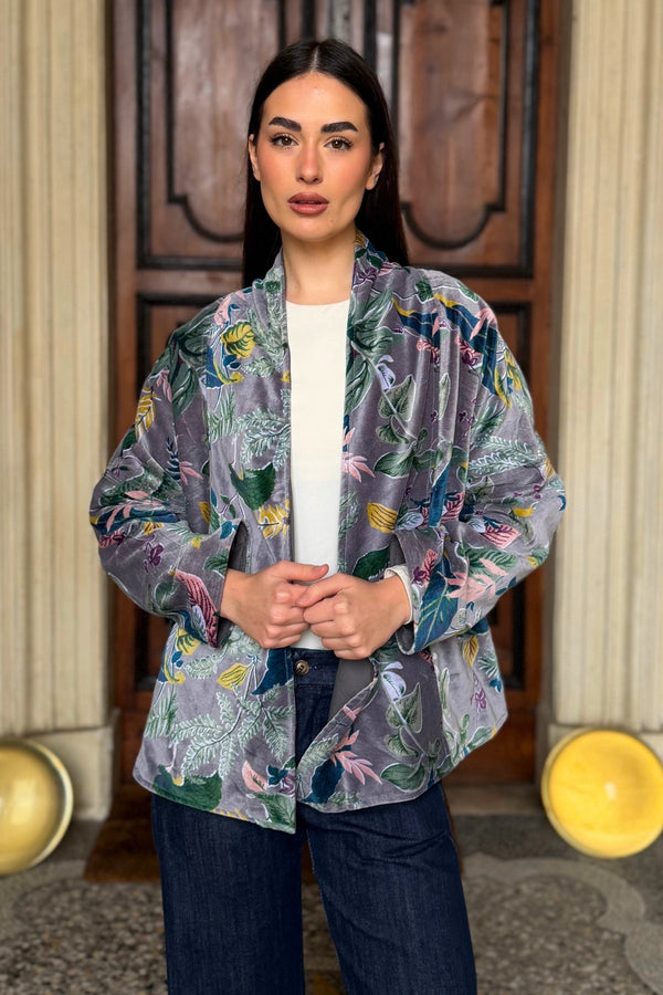 ARTEFILIA-MILANO - giacca uma velluto stampato - BURANO GRIGIO