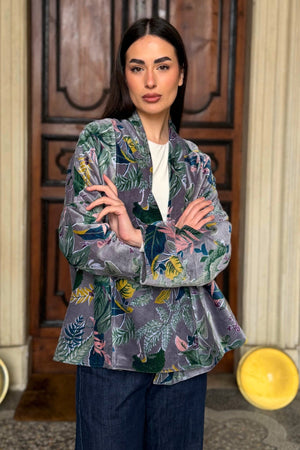 ARTEFILIA-MILANO - giacca uma velluto stampato - BURANO GRIGIO