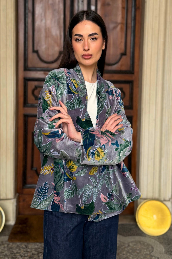 ARTEFILIA-MILANO - giacca uma velluto stampato - BURANO GRIGIO