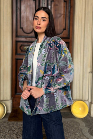 ARTEFILIA-MILANO - giacca uma velluto stampato - BURANO GRIGIO