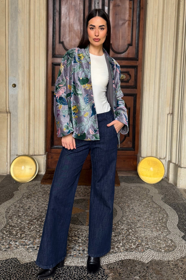 ARTEFILIA-MILANO - giacca uma velluto stampato - BURANO GRIGIO