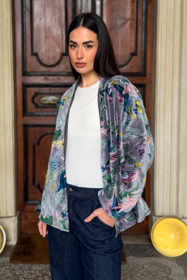 ARTEFILIA-MILANO - giacca uma velluto stampato - BURANO GRIGIO