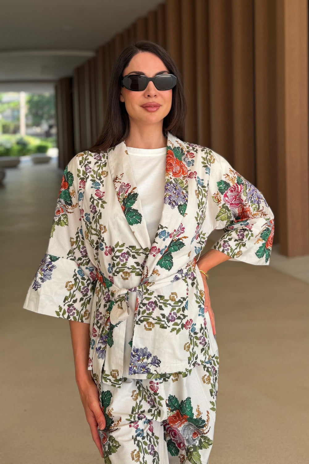 ARTEFILIA-MILANO - giacca kimono peonia - BIANCO