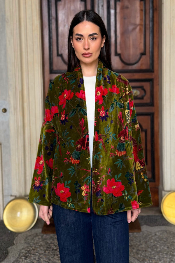 ARTEFILIA-MILANO - giacca uma velluto stampato - RAVELLO VERDE