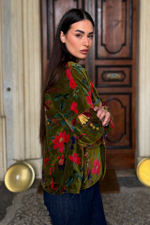 ARTEFILIA-MILANO - giacca uma velluto stampato - RAVELLO VERDE