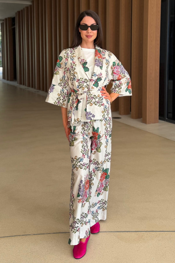 ARTEFILIA-MILANO - giacca kimono peonia - BIANCO