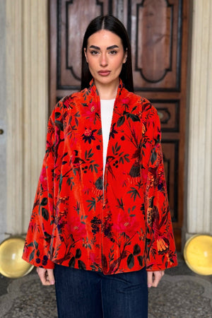 ARTEFILIA-MILANO - giacca uma velluto stampato - RAVELLO ARANCIO