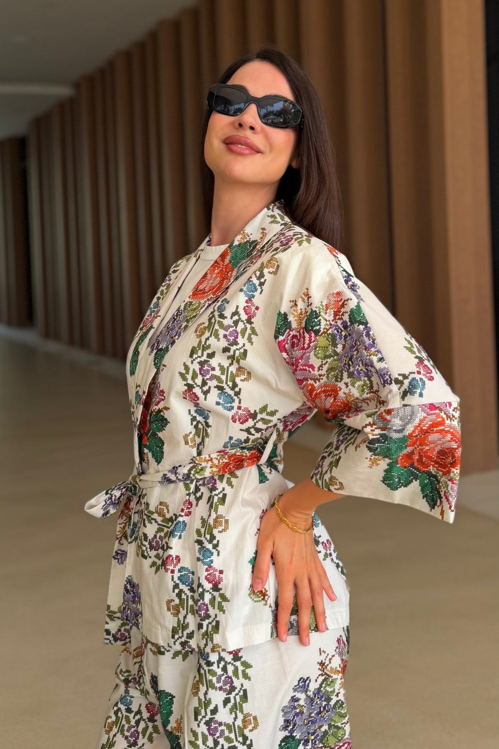 ARTEFILIA-MILANO - giacca kimono peonia - BIANCO