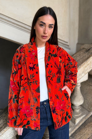 ARTEFILIA-MILANO - giacca uma velluto stampato - RAVELLO ARANCIO