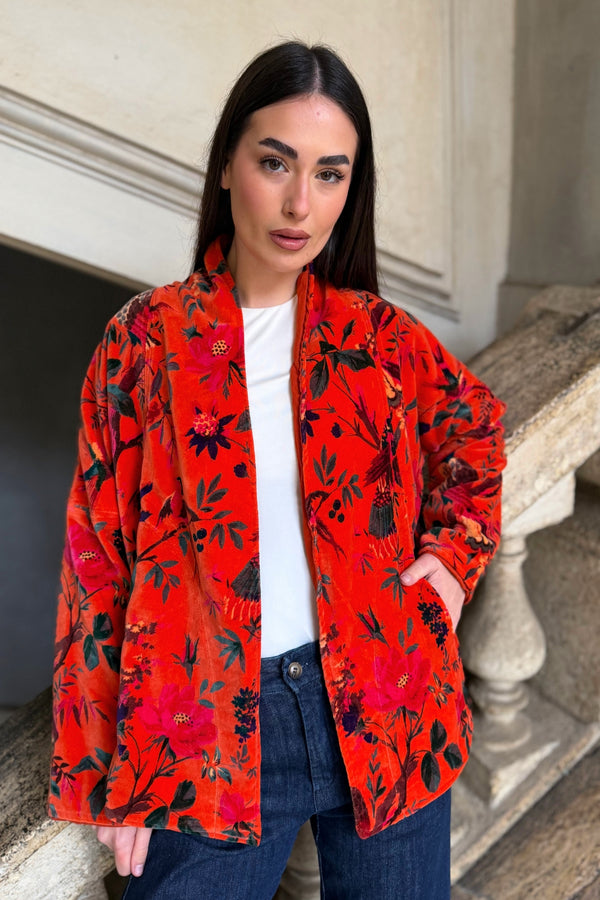 ARTEFILIA-MILANO - giacca uma velluto stampato - RAVELLO ARANCIO