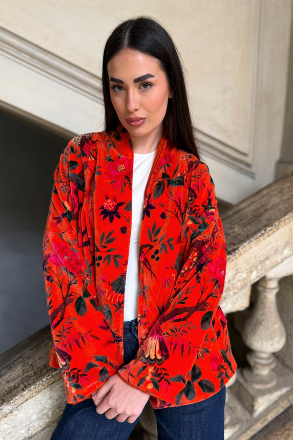 ARTEFILIA-MILANO - giacca uma velluto stampato - RAVELLO ARANCIO