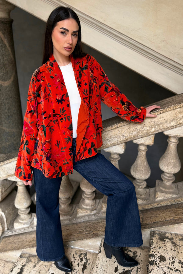 ARTEFILIA-MILANO - giacca uma velluto stampato - RAVELLO ARANCIO