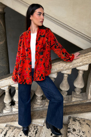 ARTEFILIA-MILANO - giacca uma velluto stampato - RAVELLO ARANCIO