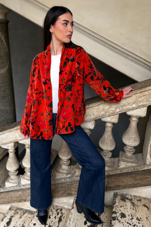 ARTEFILIA-MILANO - giacca uma velluto stampato - RAVELLO ARANCIO