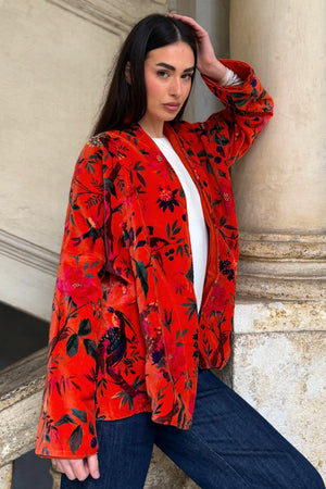 ARTEFILIA-MILANO - giacca uma velluto stampato - RAVELLO ARANCIO