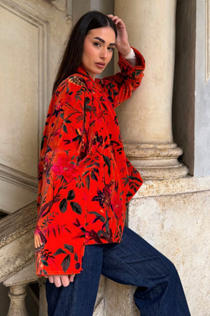 ARTEFILIA-MILANO - giacca uma velluto stampato - RAVELLO ARANCIO