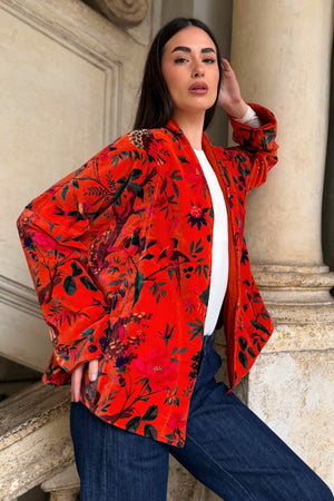 ARTEFILIA-MILANO - giacca uma velluto stampato - RAVELLO ARANCIO