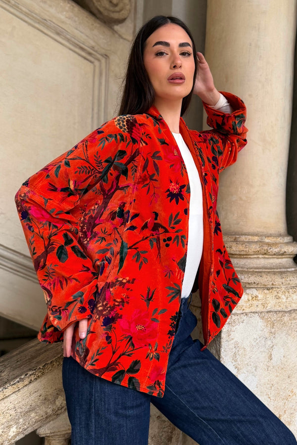 ARTEFILIA-MILANO - giacca uma velluto stampato - RAVELLO ARANCIO