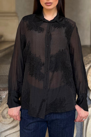 ARTEFILIA-MILANO - camicia solana ricamo - NERO