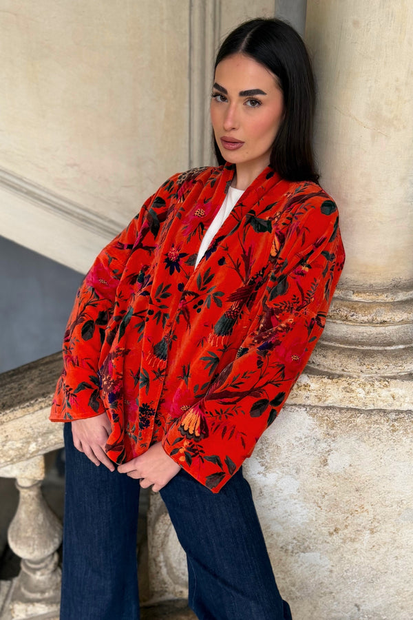 ARTEFILIA-MILANO - giacca uma velluto stampato - RAVELLO ARANCIO