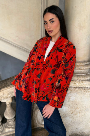 ARTEFILIA-MILANO - giacca uma velluto stampato - RAVELLO ARANCIO