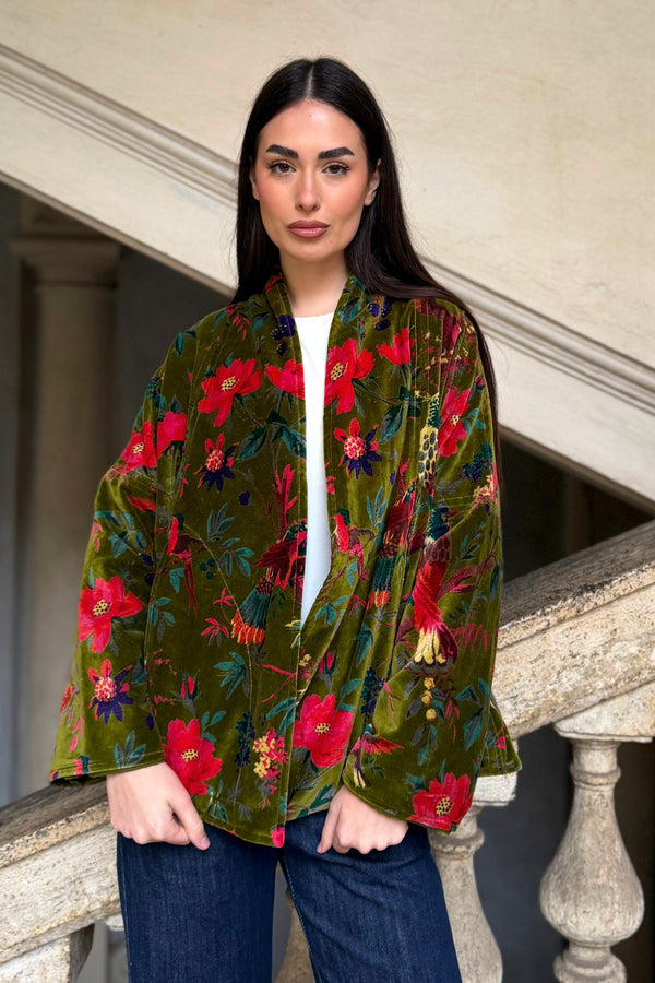 ARTEFILIA-MILANO - giacca uma velluto stampato - RAVELLO VERDE