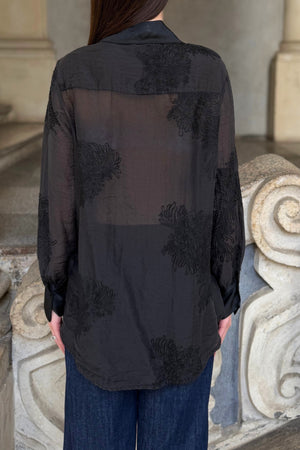 ARTEFILIA-MILANO - camicia solana ricamo - NERO