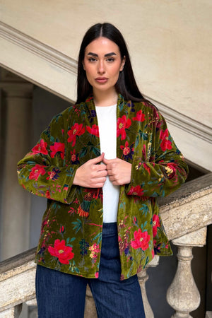 ARTEFILIA-MILANO - giacca uma velluto stampato - RAVELLO VERDE