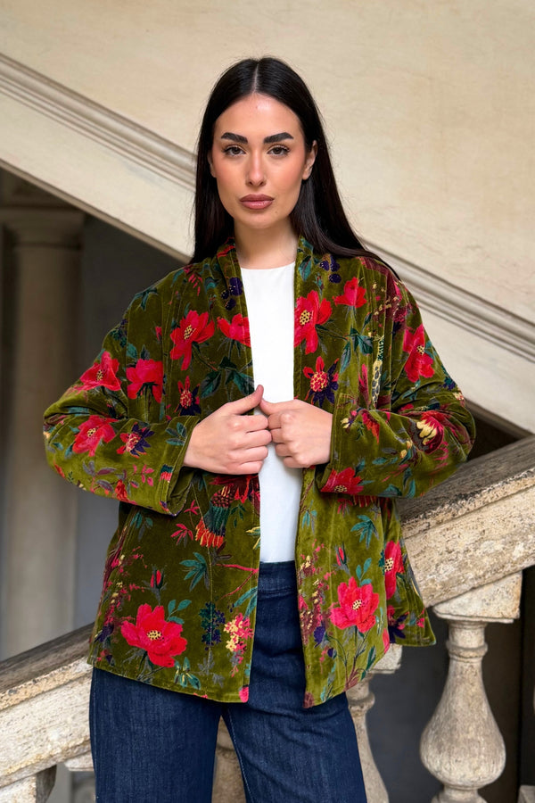 ARTEFILIA-MILANO - giacca uma velluto stampato - RAVELLO VERDE