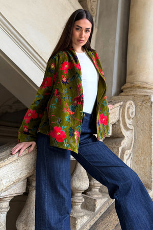 ARTEFILIA-MILANO - giacca uma velluto stampato - RAVELLO VERDE