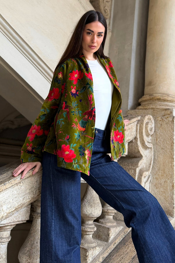 ARTEFILIA-MILANO - giacca uma velluto stampato - RAVELLO VERDE